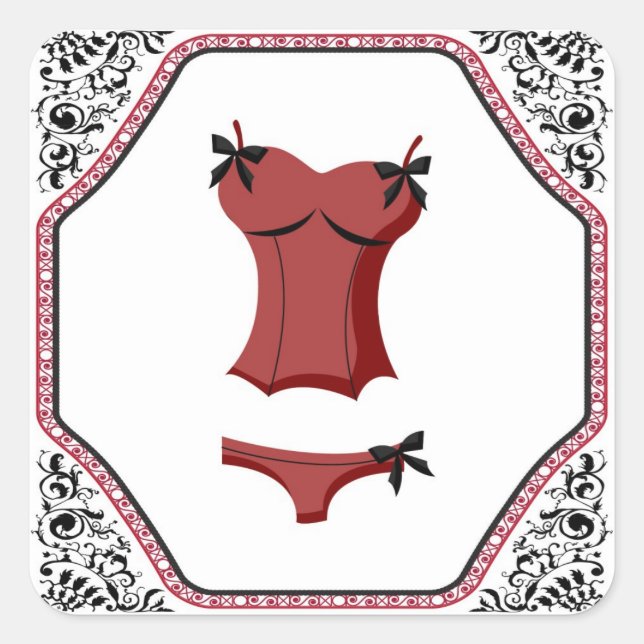 Adesivo Quadrado Lingerie vermelha | Autocolantes (Frente)