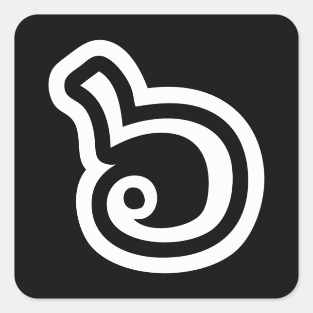 Adesivo Quadrado Língua Tailandesa Número 6 / Seis / ๖ (Ho/Hok) (Frente)