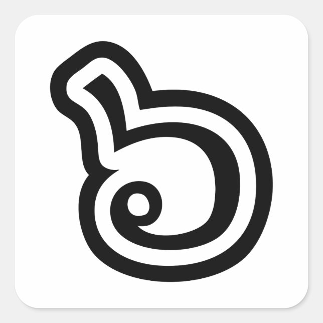 Adesivo Quadrado Língua Tailandesa Número 6 / Seis / ๖ (Ho/Hok) (Frente)