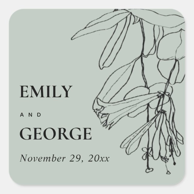 ADESIVO QUADRADO LINHA DE CINZA RUSTICA MODERNA QUE DESENHA CASAMEN (Frente)