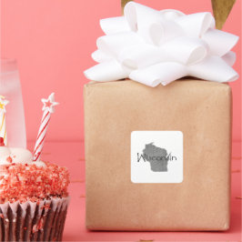 Adesivo Quadrado Linha de Cinzas Vintage de Wisconsin Texturizada