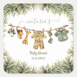 Adesivo Quadrado Linha de Trevo do Chá de fraldas Safari