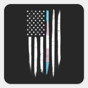 Adesivo Quadrado Linha fina bandeira americana do Transgender