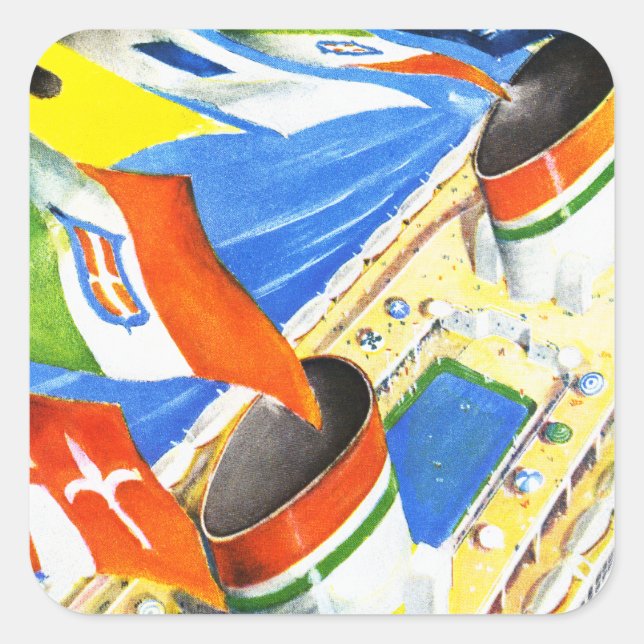 Adesivo Quadrado Linha Italiana ~ Sob Este Sinalizador (Frente)