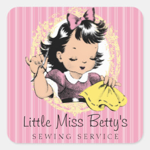 Adesivo Quadrado linha sewing da agulha da menina da costureira