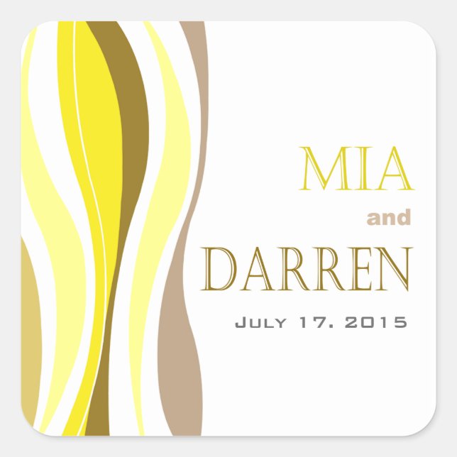 Adesivo Quadrado Linhas Curvas - amarelo (Frente)
