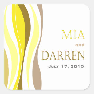 Adesivo Quadrado Linhas Curvy - amarelo