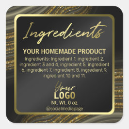 Adesivo Quadrado Linhas de árgula Varridas Rótulos de Ingredientes