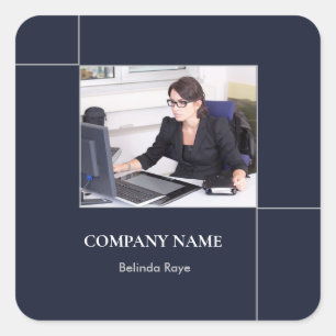 Adesivo Quadrado Linhas de foto personalizadas azuis