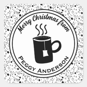 Adesivo Quadrado Linhas de pontos negros e brancos do Xmas minimali