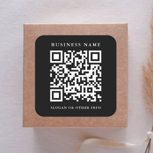 Adesivo Quadrado Link de Código QR Nome Empresarial Minimalista Pre