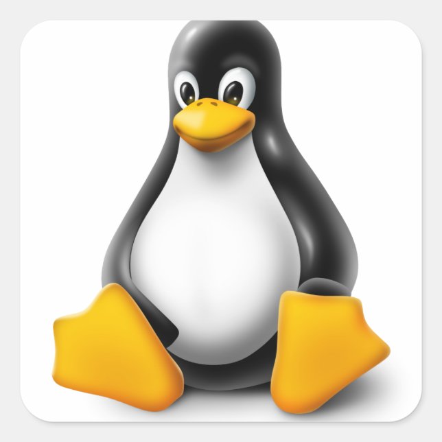 Adesivo Quadrado Linux Tux o pinguim (Frente)