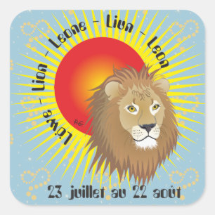 Adesivo Quadrado Lion 23 juillet au 22 août Autocollants