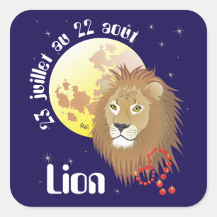 Adesivo Quadrado Lion 23 juillet au 22 août Autocollants