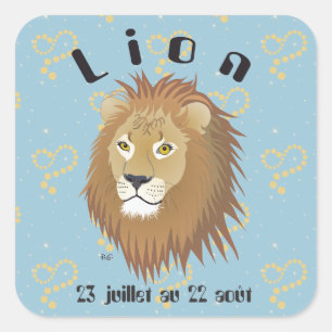 Adesivo Quadrado Lion 23 juillet au 22 août Autocollants