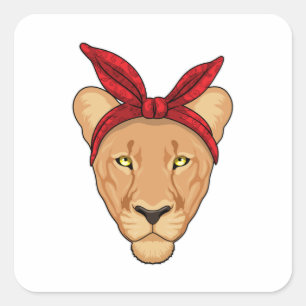 Adesivo Quadrado Lioness com Bandana