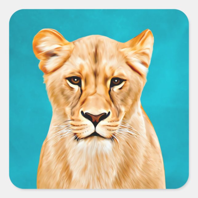 Adesivo Quadrado Lioness Retrait Painting Wild Life Dons (Frente)