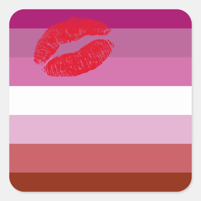 Adesivo Quadrado Lipstick Lesbian Pride Flag  (Frente)