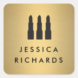 Adesivo Quadrado Lipstick Trio sobre punhos de maquiagem Dourados f