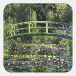 Adesivo Quadrado Lírios de água e ponte japonesa