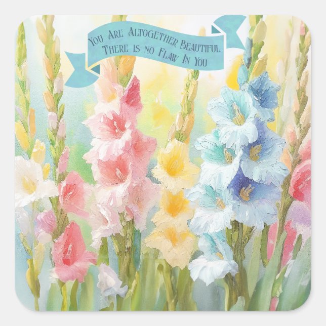 Adesivo Quadrado Lírios De Espadas De Pastas De Aquarelas,Salomão 4 (Frente)