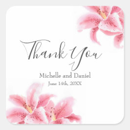 Adesivo Quadrado Lírios de Stargazer Rosa