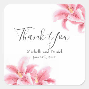 Adesivo Quadrado Lírios de Stargazer Rosa