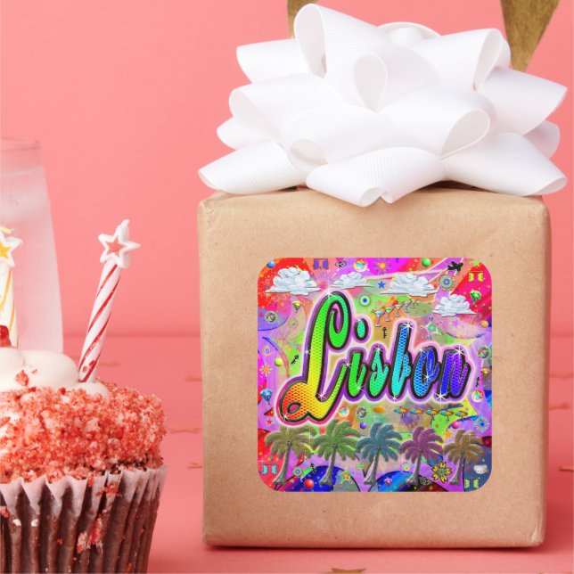 Adesivo Quadrado Lisbon Vista Express Autocolante (Festa)