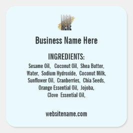 Adesivo Quadrado Lista de ingredientes com o site de logotipo em Li