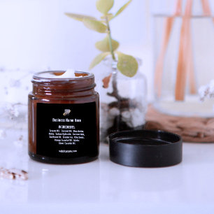 Adesivo Quadrado Lista de ingredientes com o site Logotipo em preto