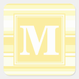 Adesivo Quadrado Listras amarelas de limão monograma