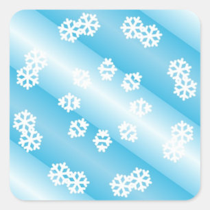 Adesivo Quadrado Listras Azuis com Desenho de Floco de Neve