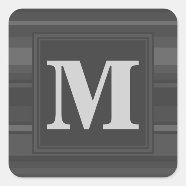 Adesivo Quadrado Listras de carvão monograma (Frente)