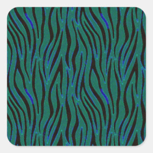Adesivo Quadrado Listras de Zebra em Estampa Safari Preta e Verde
