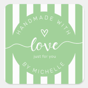 Adesivo Quadrado listras modernas feitas à mão com monograma de amo