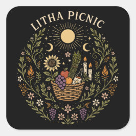 Adesivo Quadrado Litha Picnic Summer Solstice Celestial Art