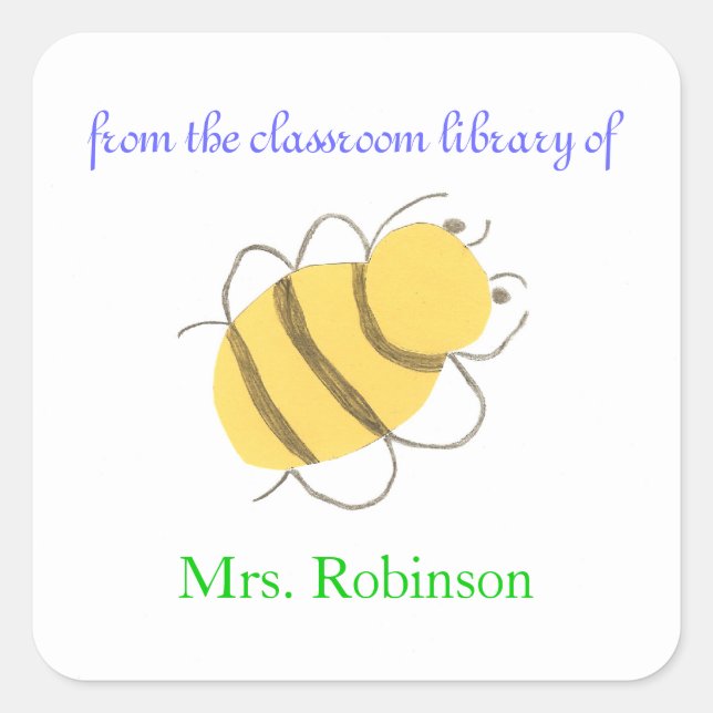 Adesivo Quadrado Little bee personalized bookplates for teacher (Frente)