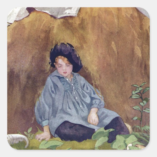 Adesivo Quadrado Little Boy Blue Dormindo debaixo da Haycock (Frente)
