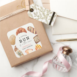 Adesivo Quadrado Little Bun in the Oven Bakery Pastries Baby Shower