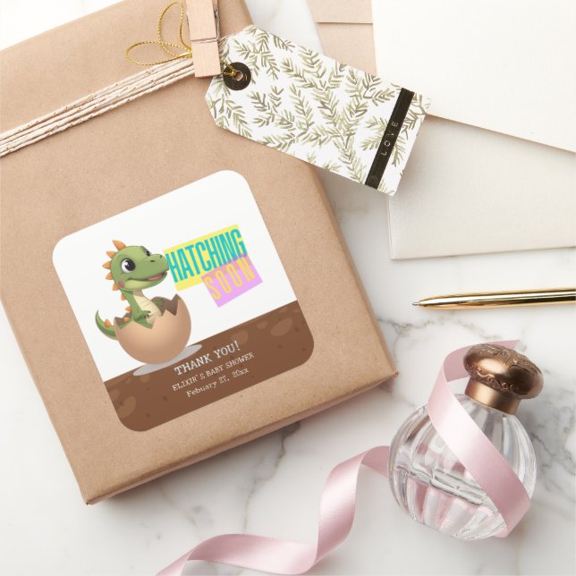 Adesivo Quadrado Little Dinosaur Hatching Soon (Presentear)