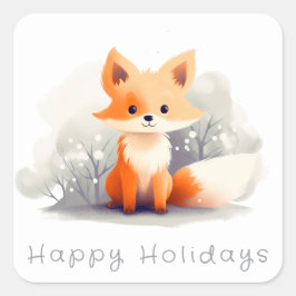 Adesivo Quadrado Little fox in winter