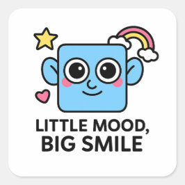 Adesivo Quadrado Little Mood Big Smile - Cute Smilo sticker sheet.