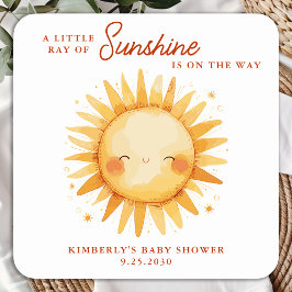 Adesivo Quadrado Little Ray of Sunshine Boho Cute Sun Baby Shower