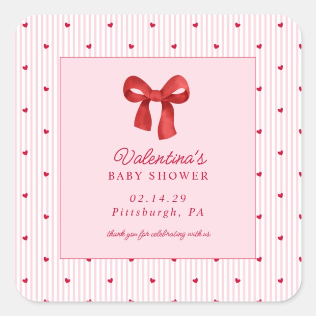Adesivo Quadrado Little Sweetheart Valentine CoquettePaper Napkin (Frente)