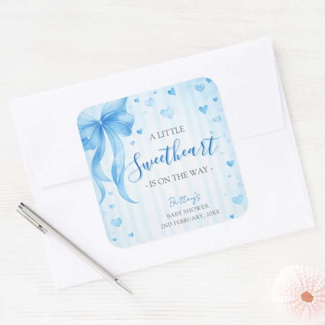 Adesivo Quadrado Little Sweetheart Valentines Baby Shower  (Envelope)