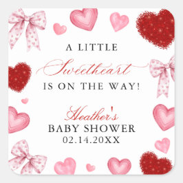 Adesivo Quadrado Little Sweetheart Valentines Day Baby Shower