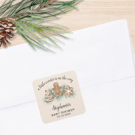 Adesivo Quadrado Little Sweetie Gingerbread Baby Shower