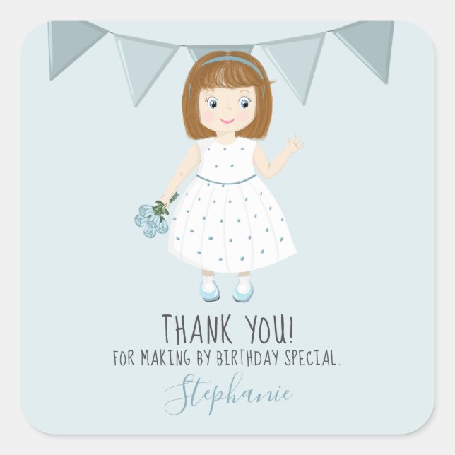 Adesivo Quadrado Little Wildflower Birthday (Frente)