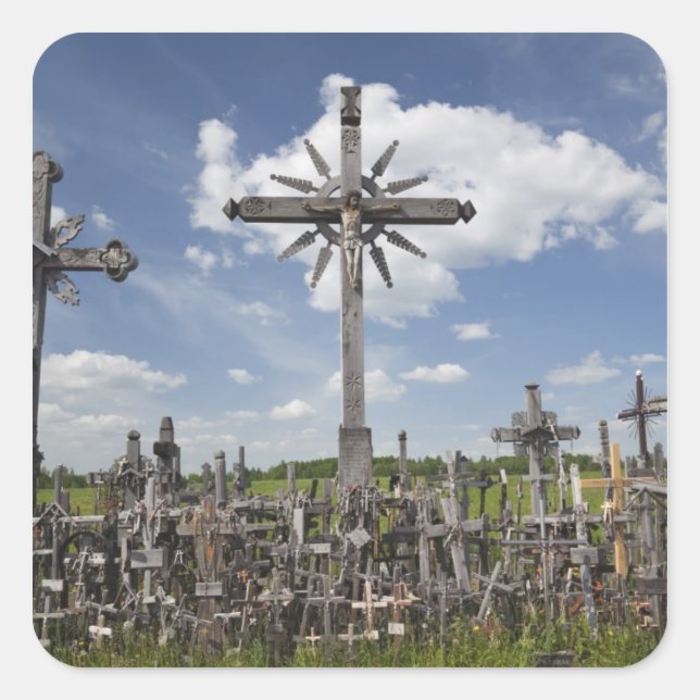 Adesivo Quadrado Lituânia, Lituânia Central, Siauliai, Hill 7 (Frente)