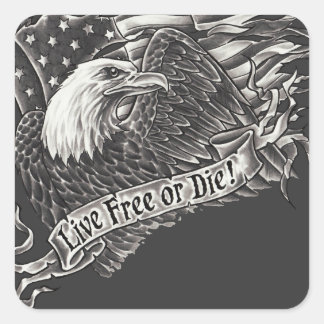 Adesivo Quadrado Live Free ou Die Eagle